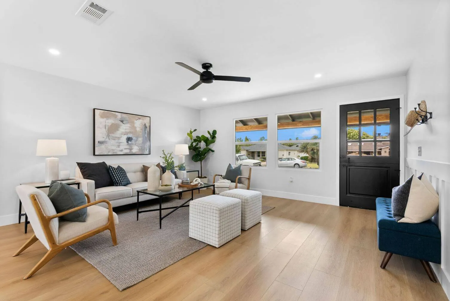 Open-plan living room delivered by Spearhead Construction in Oceanside, California